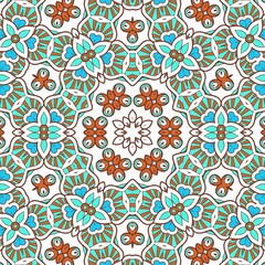 Abstract Pattern Mandala Flowers Art Colorful Blue Turquoise Brown 67
