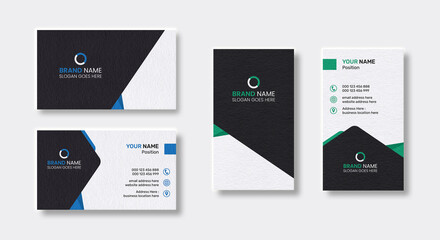 Double-sided creative business card design template. Horizontal and vertical layout. Portrait and landscape orientation. Vector illustration business card