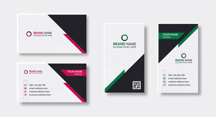 Double-sided creative business card design template. Horizontal and vertical layout. Portrait and landscape orientation. Vector illustration business card