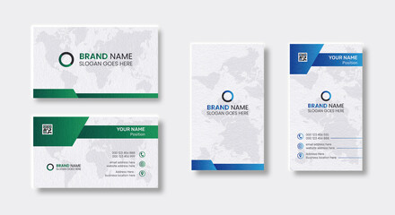 Double-sided creative business card design template. Horizontal and vertical layout. Portrait and landscape orientation. Vector illustration business card