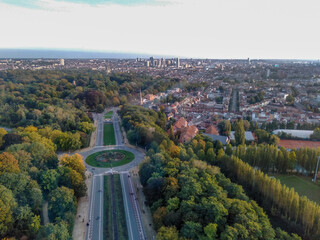 A view from the top of the Atomium of Brussels, Belgium