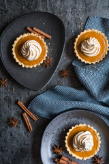 Sweet potato tartlets with torched Swiss meringue