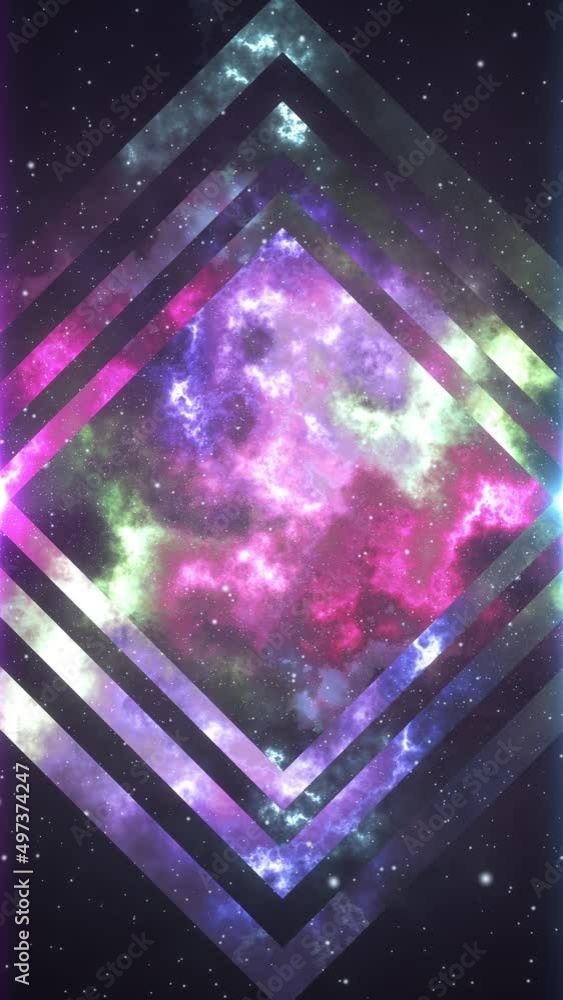 Canvas Prints magenta and teal abstract mirror framed geometric fractal looping background