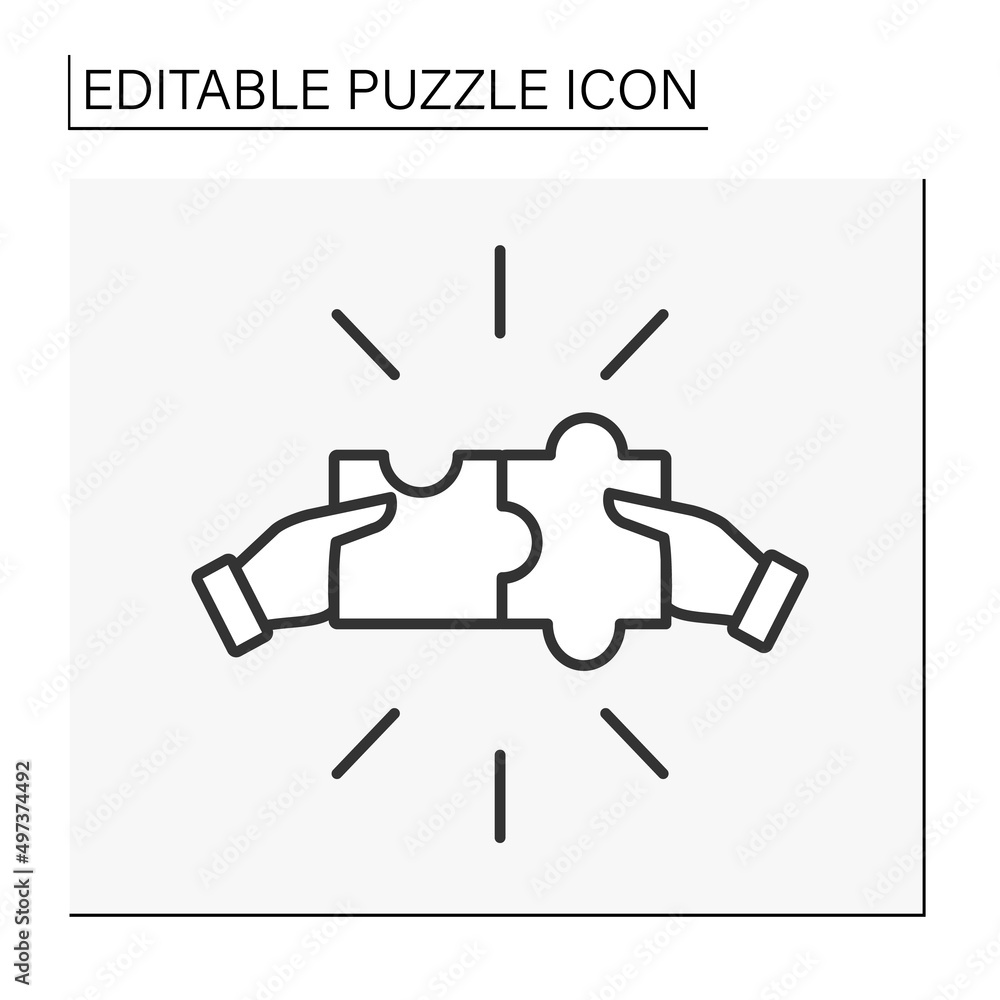 Poster game line icon. strategy of combination of elements. intellectual game. puzzle concept. isolated vec