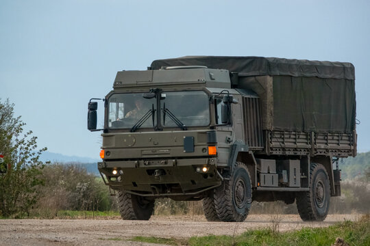 british army MAN SV 4x4 utility haulage support vehicle in action on a military exercise