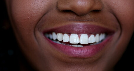 African ethnicity teen girl smiling close-up mouth