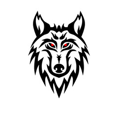 Fototapeta premium Illustration vector graphic of template logo head face wolf style design tribal with red eyes