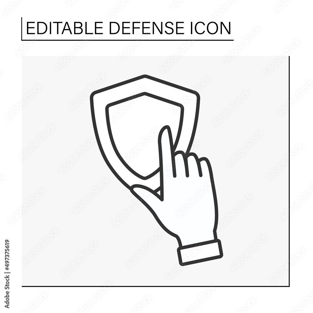 Poster shield line icon. finger touch shield. clicking. protected data. defense concept. isolated vector il