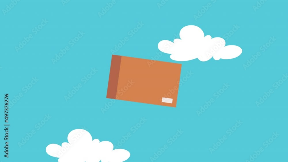 Poster logistic service falling box animation