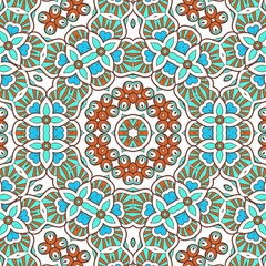 Abstract Pattern Mandala Flowers Art Colorful Blue Turquoise Brown 42