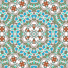 Abstract Pattern Mandala Flowers Art Colorful Blue Turquoise Brown 35