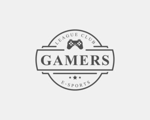 Vintage Retro Electronic Sports Badges and Labels with Gamepads Logo Design Inspiration