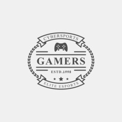 Vintage Retro Electronic Sports Badges and Labels with Gamepads Logo Design Inspiration