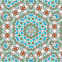 Abstract Pattern Mandala Flowers Art Colorful Blue Turquoise Brown 24