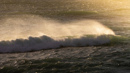 Waves with strong wind after a storm, Patagonia, Argentina.