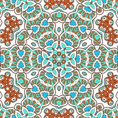 Abstract Pattern Mandala Flowers Art Colorful Blue Turquoise Brown 10