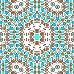 Abstract Pattern Mandala Flowers Art Colorful Blue Turquoise Brown 5