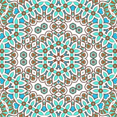 Abstract Pattern Mandala Flowers Art Colorful Blue Turquoise Brown 3
