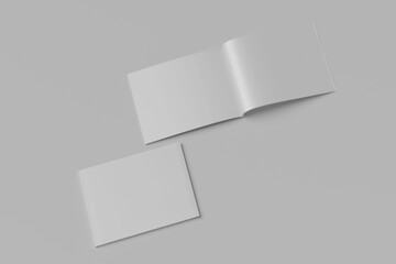 Softcover magazine landscape or brochure mock up isolated on soft gray background. 3d illustration