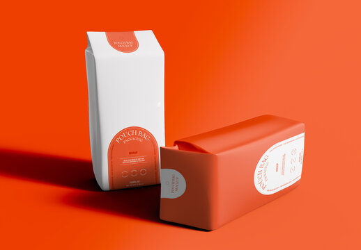 Coffee Pouch Bags Set Mockup