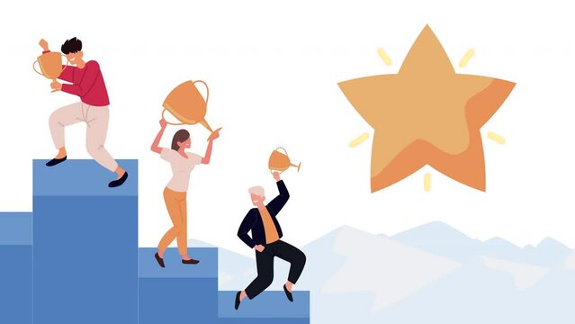 successful persons in stairs characters