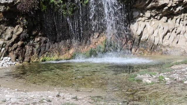 waterfall on " rambla de puca" green way, Alicante, Spain