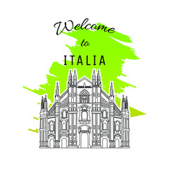 Obraz premium catedral duomo de milano italia illustration line art style vector design