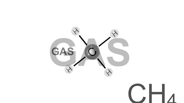 Animation with the methane chemical formula CH4 (seamless loop)