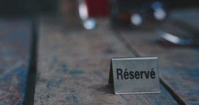 Close up of the reserved table