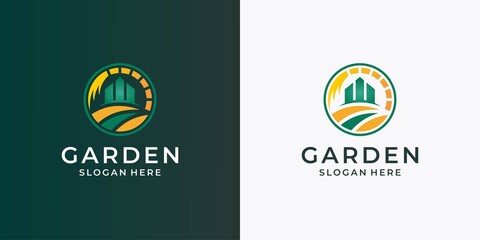 garden real estate logo premium vector