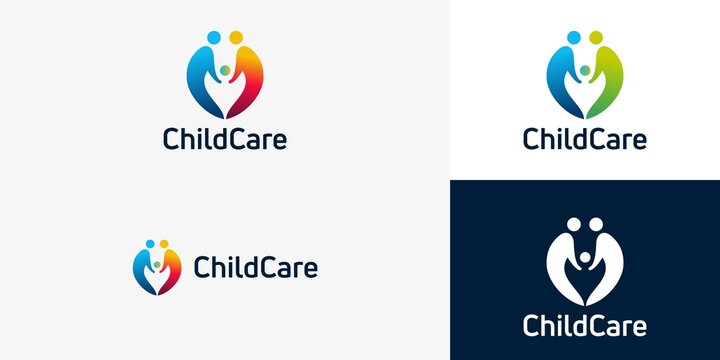 child care logo modern concept premium vector