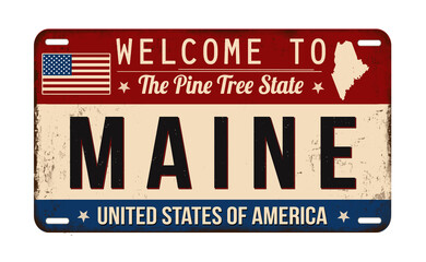 Welcome to Maine vintage rusty license plate