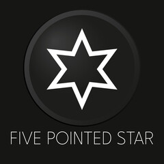 Obraz premium Five pointed star minimal vector line icon on 3D button isolated on black background. Premium Vector