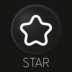 Star minimal vector line icon on 3D button isolated on black background. Premium Vector
