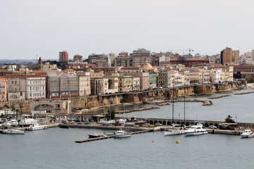 Aerial view of the old town of the city of Taranto, Puglia, Italy