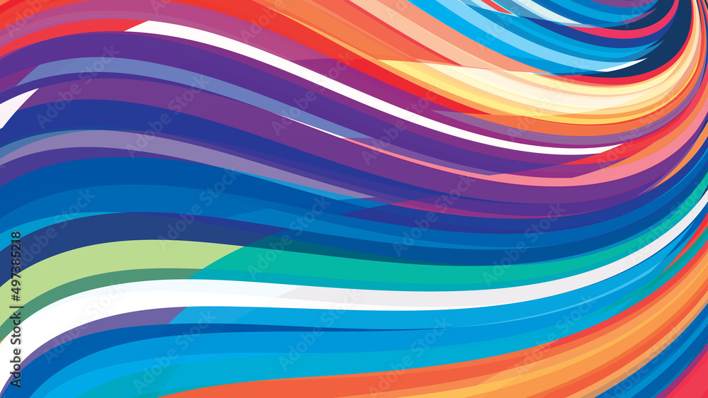Poster Background with colorful curved stripes. Multicolor pattern