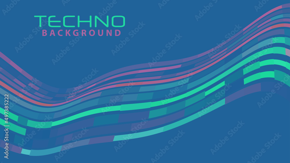 Aufkleber Techno background with curved stripes. Vector graphics