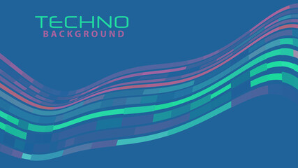 Techno background with curved stripes. Vector graphics