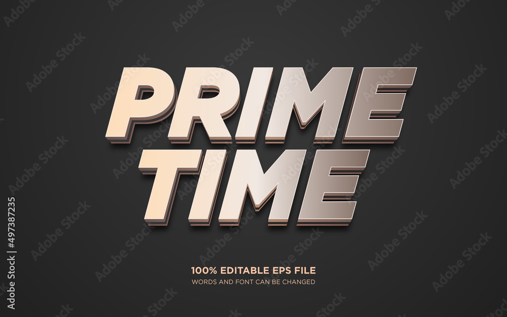 Poster prime time 3d editable text style effect