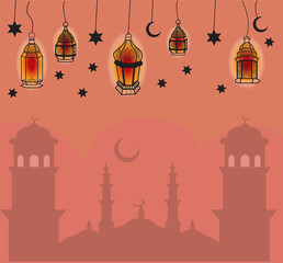 Ramadan art illustration can be used as gift card, poster and graphic element.