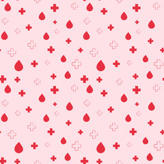 Fototapeta na wymiar Hand drawn world blood donor day seamless pattern.