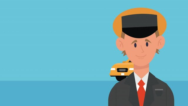 taxi service car and driver animation