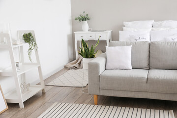 Interior of modern bedroom in white colors