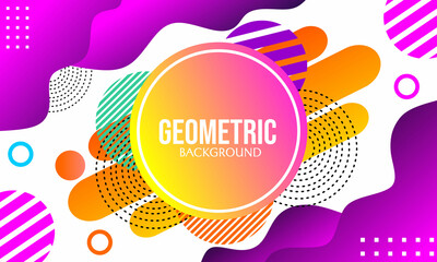 Abstract circle geometry background with purple and orange gradient colors. trendy design for poster, banner, flyer