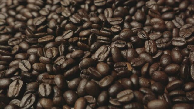 Coffee beans slow motion