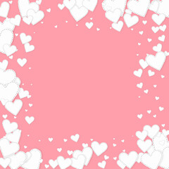 White heart love confettis. Valentine's day frame