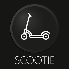 Scootie minimal vector line icon on 3D button isolated on black background. Premium Vector.