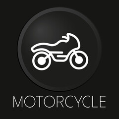 Motorcycle minimal vector line icon on 3D button isolated on black background. Premium Vector.