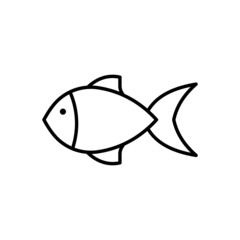 Fish black line icon. Sea food, fishing concept. Single aquarium fish sea sign, ocean life. Flat isolated symbol for: illustration, logo, app, banner, mobile, web design, dev, ui, gui. Vector EPS 10