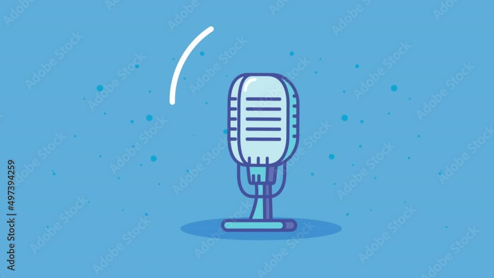 Poster retro microphone device technology animation